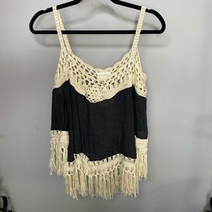 Dreamers Fringe Flowy Cold Shoulder Top